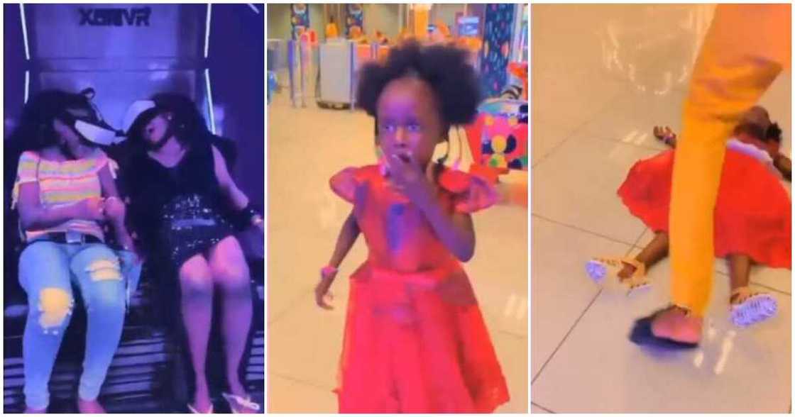 Reactions trail video of little girl 'fainting' out of panic after seeing her mum struggle with a 3D game