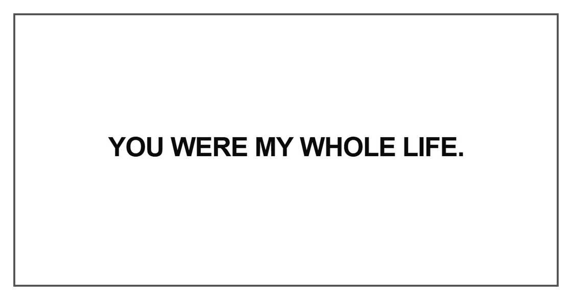 You were my whole life You were my whole life