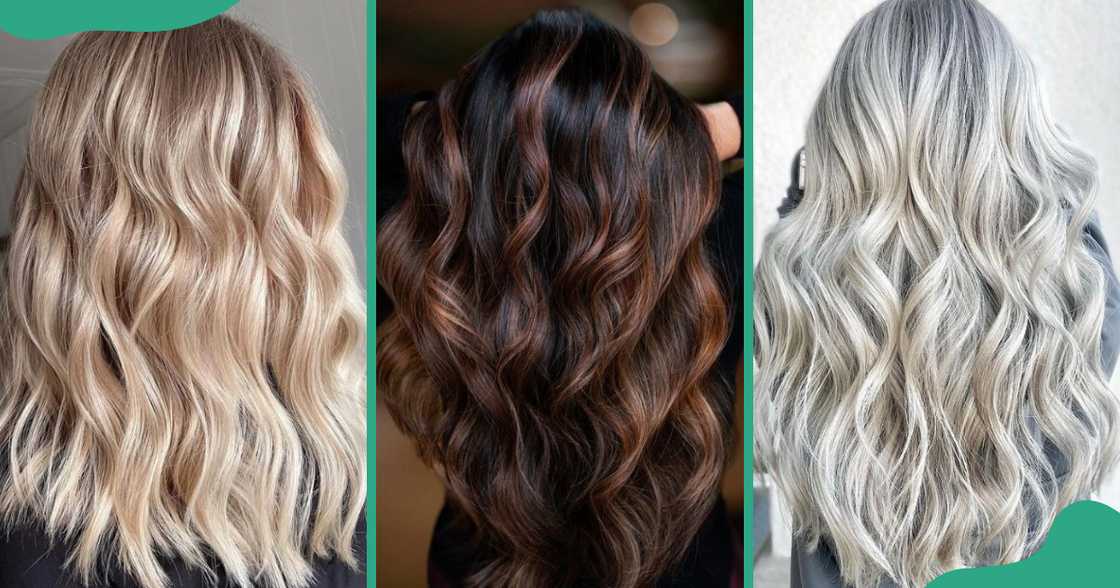 Brown and blonde balayage with loose, airy curls. Brown and blonde balayage with loose, airy curls.