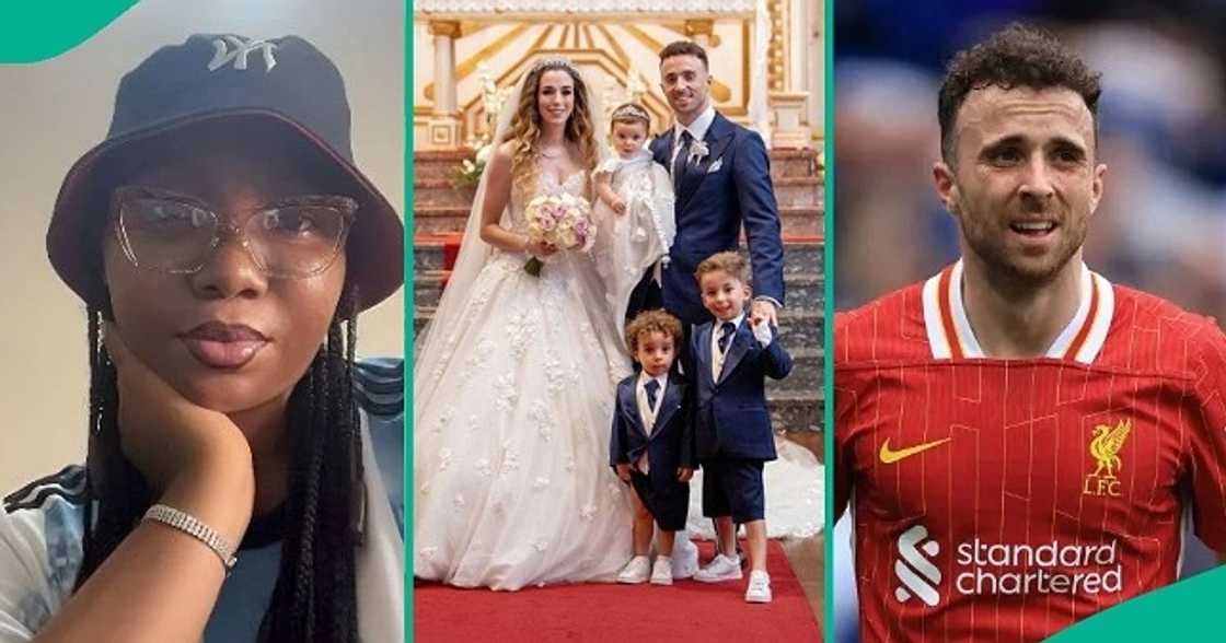 Lady shares wedding photo of late footballer Diogo Jota taken days defore his demise. Lady shares wedding photo of late footballer Diogo Jota taken days defore his demise.