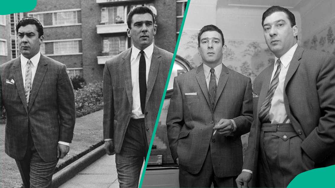The Kray twins at different locations. The Kray twins at different locations.