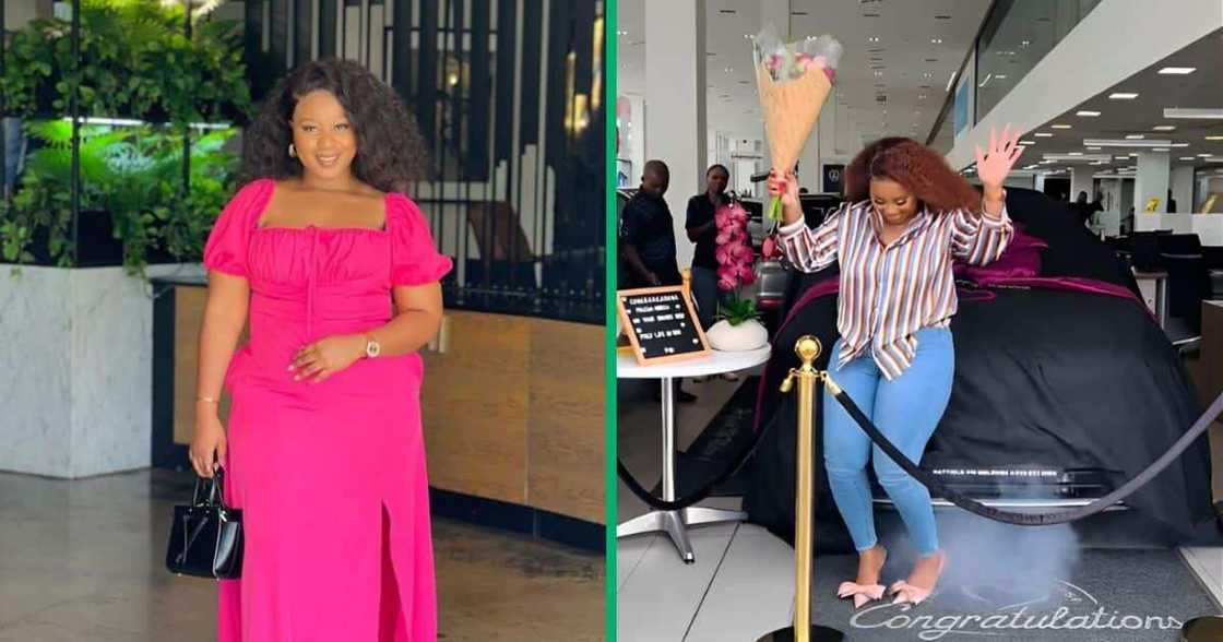 A woman documented her exciting moment of picking up her brand new VW Polo A woman documented her exciting moment of picking up her brand new VW Polo