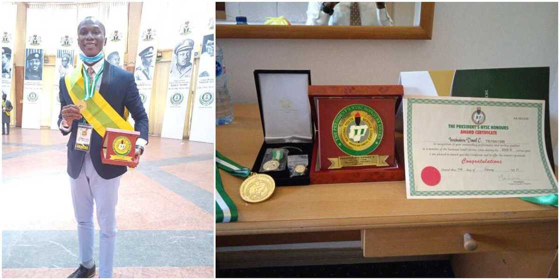 Young man receives award from President Buhari, gets automatic employment, scholarship, photos stirs reactions