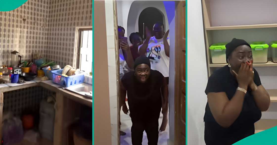 Woman surprised as her children renovated her kitchen Woman surprised as her children renovated her kitchen