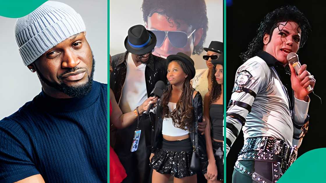 Peter Okoye attends Michael Jackson's movie premiere with his family.