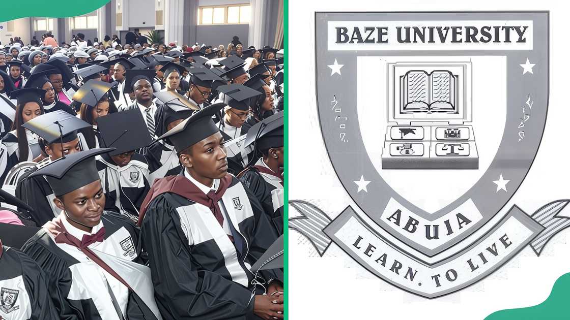 Baze University graduates. Baze University logo