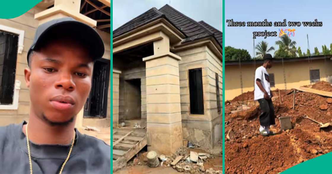 Nigerian man displays progress of his house project.
