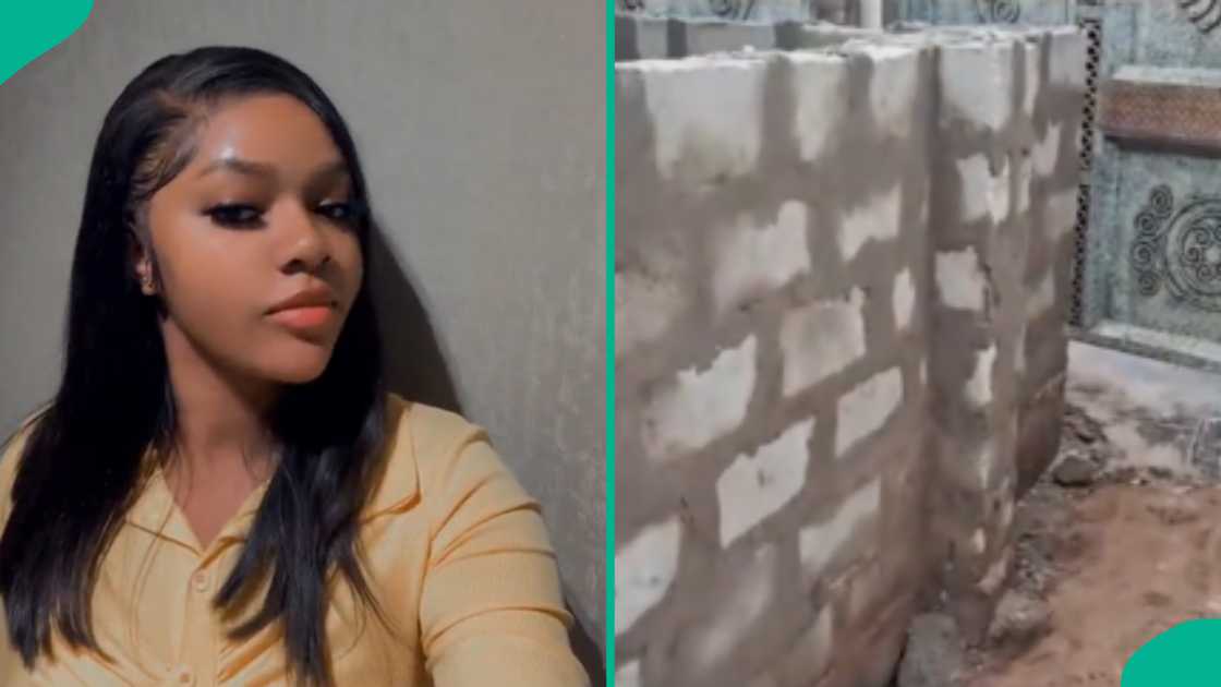 Lady wakes up to find man building directly in front of her late father's house, shares video Lady wakes up to find man building directly in front of her late father's house, shares video