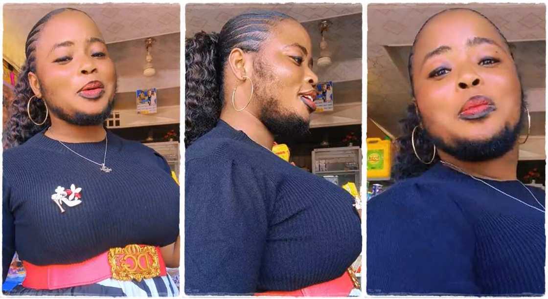 Lady who has beards on her face like a man. Lady who has beards on her face like a man.