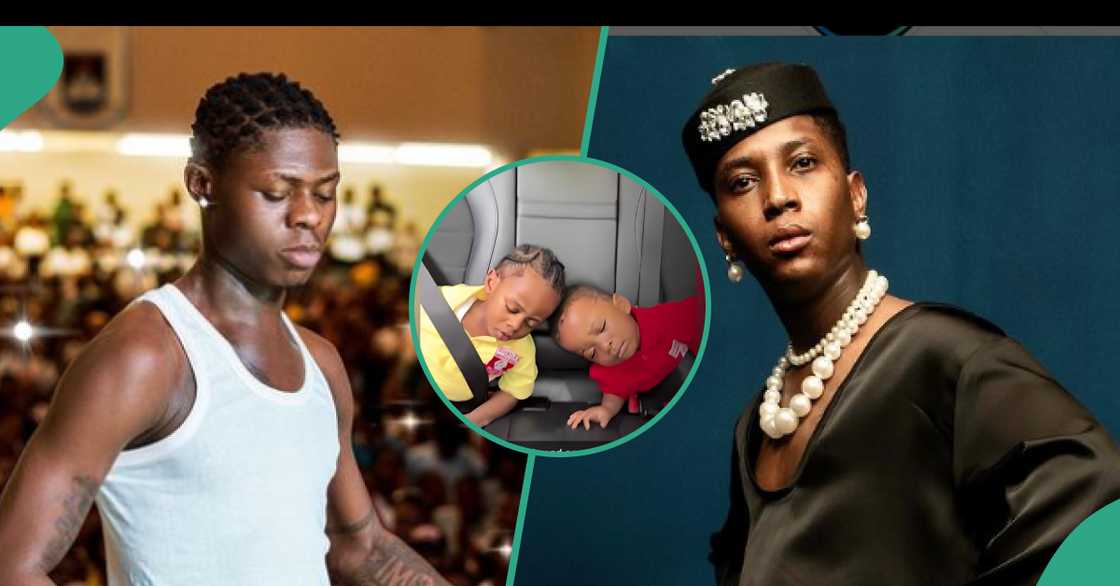 Mohbad and Bella Shmurda's sons sleep together in car Mohbad and Bella Shmurda's sons sleep together in car