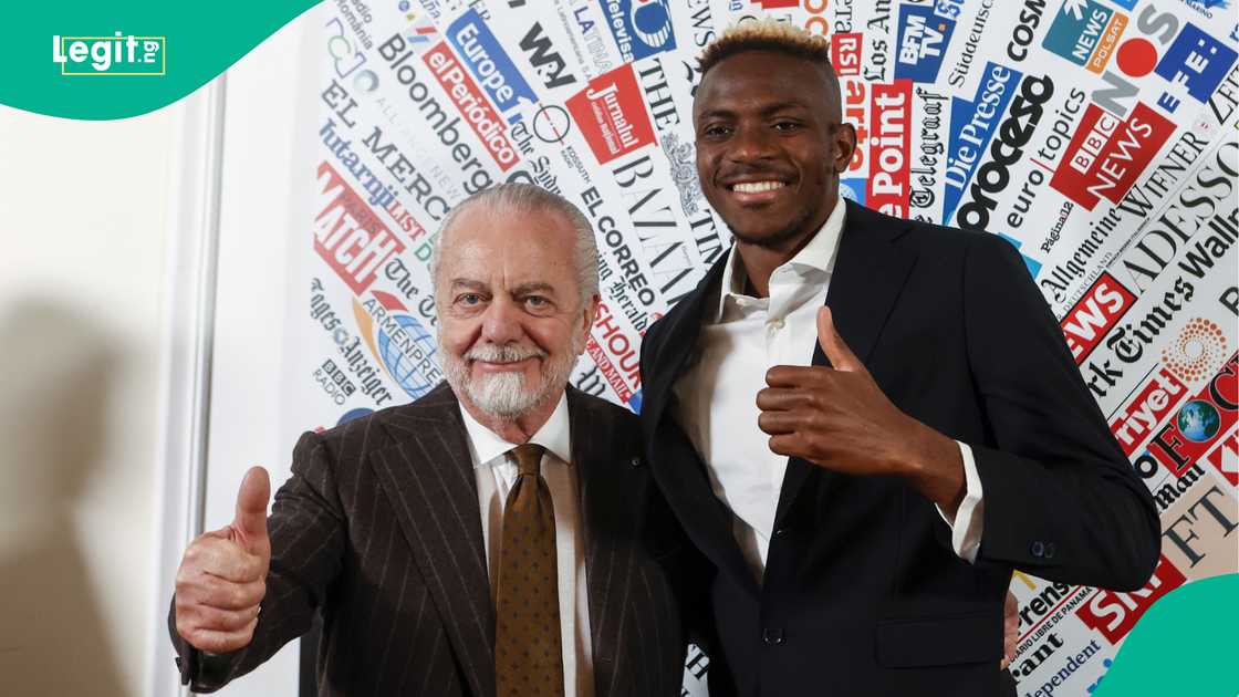 Aurelio De Laurentiis, Victor Osimhen, Napoli, Naples, Italy. Aurelio De Laurentiis, Victor Osimhen, Napoli, Naples, Italy.