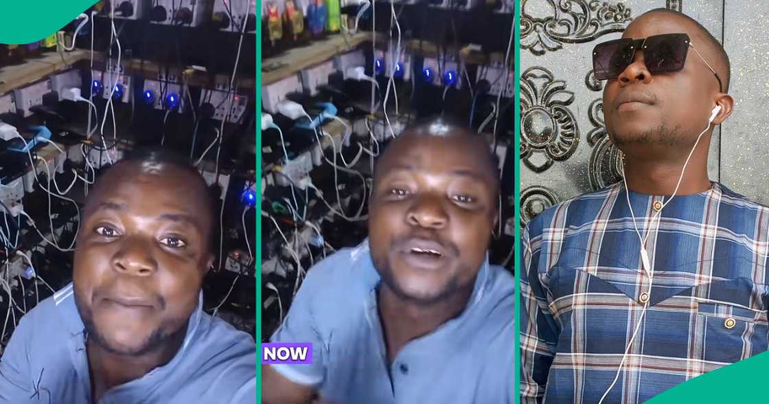 Nigerian man who opened shop to charge phones rejoices over business success. Nigerian man who opened shop to charge phones rejoices over business success.