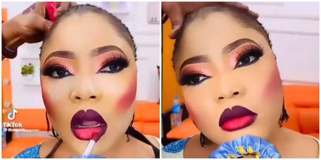 Photos of a lady with full makeup on. Photos of a lady with full makeup on.
