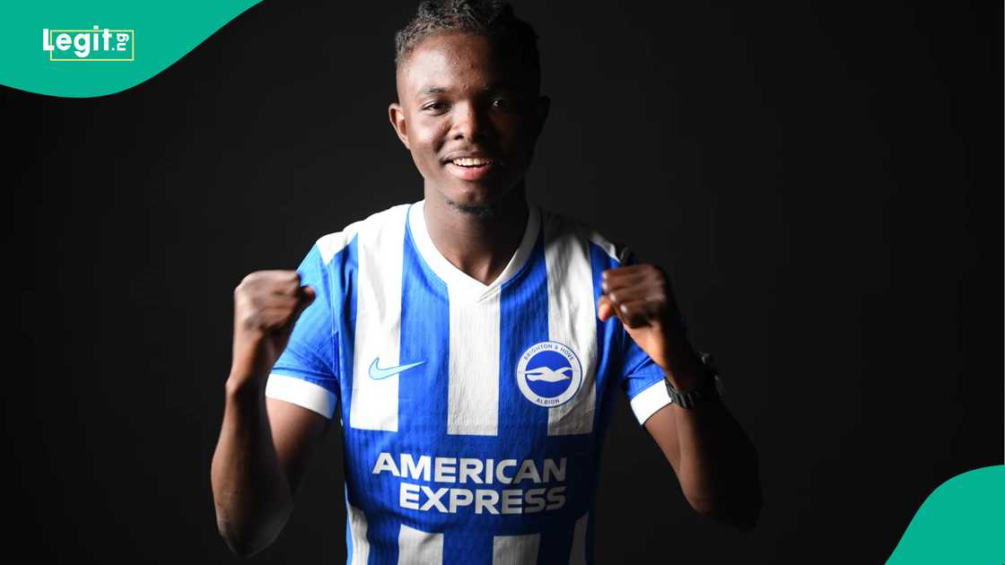 Zadok Yohanna pose after signing his Brighton & Hove Albion contract. Photo by Brighton & Hove Albion Zadok Yohanna pose after signing his Brighton & Hove Albion contract. Photo by Brighton & Hove Albion