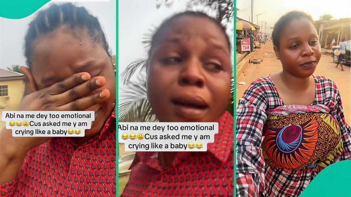 Nigerian mum cries bitterly after dropping off her children at school.