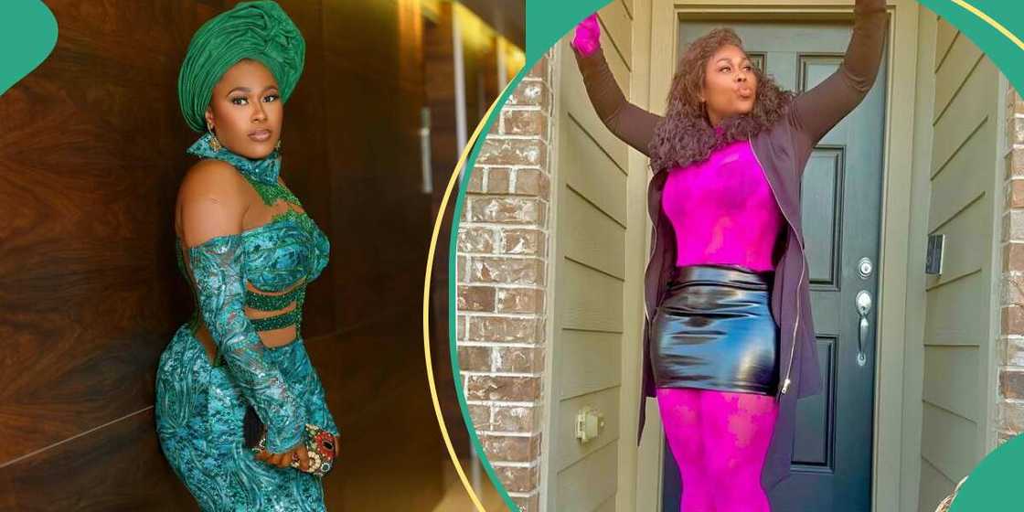 Uche Jombo adorns pink and black outfit for birthday Uche Jombo adorns pink and black outfit for birthday