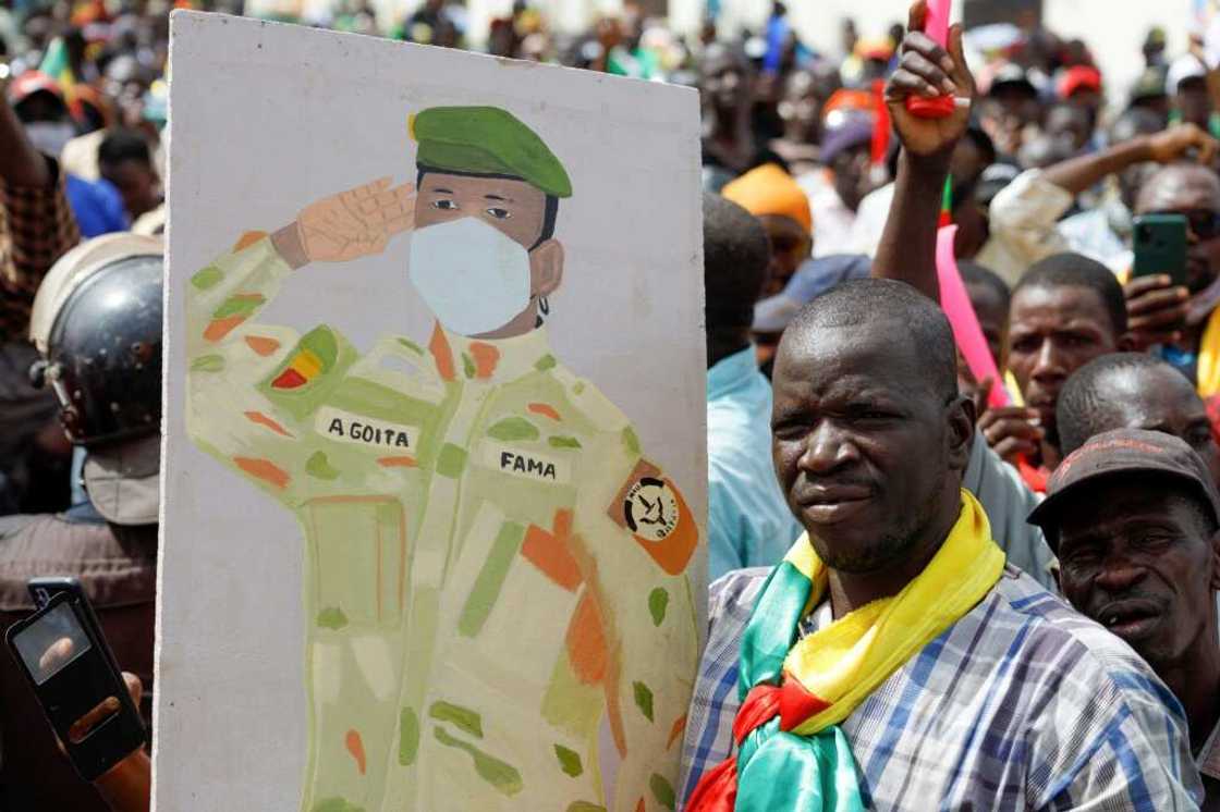 Support: A pro-junta and pro-Russia rally in Bamako in May Support: A pro-junta and pro-Russia rally in Bamako in May