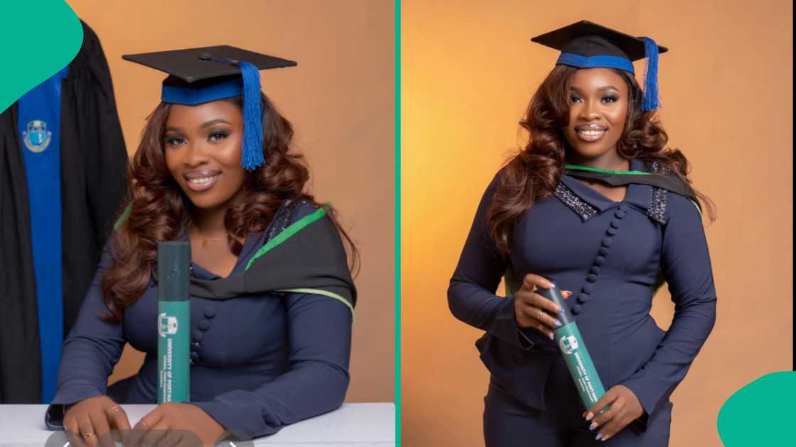 Lady celebrates as she graduates from Uniport. Lady celebrates as she graduates from Uniport.