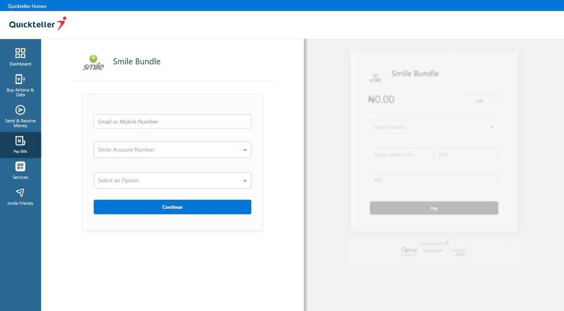 A screenshot of the Quickteller online payment platform. A screenshot of the Quickteller online payment platform.