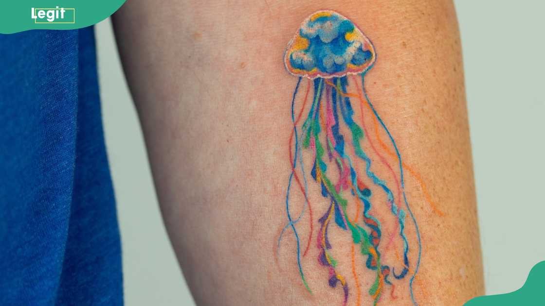 Multicolour jellyfish tattoo