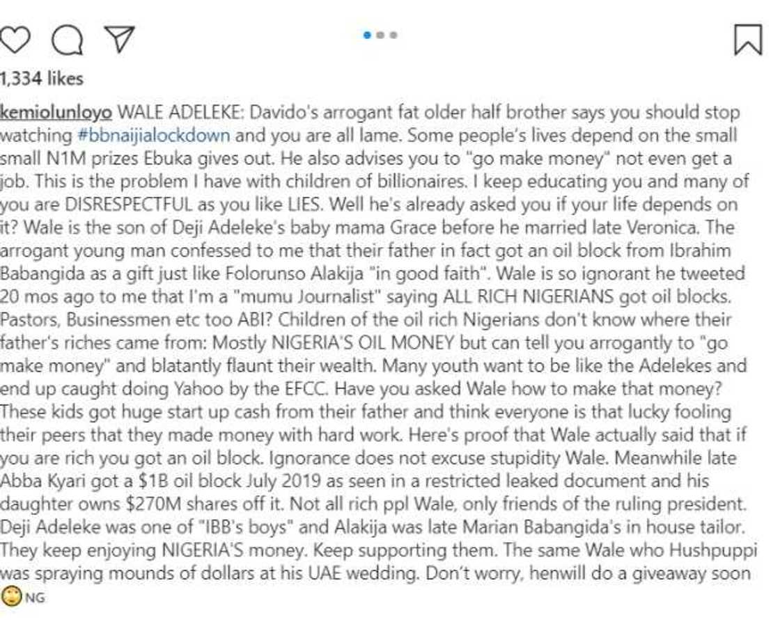 Ignorance does not excuse stupidity, Kemi Olunloyo slams Davido’s brother for insulting BBNaija viewers Ignorance does not excuse stupidity, Kemi Olunloyo slams Davido’s brother for insulting BBNaija viewers