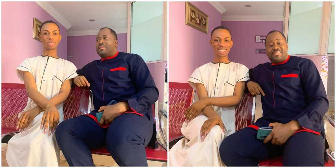 Crossdresser James Brown meets actor Desmond Elliot for the first time