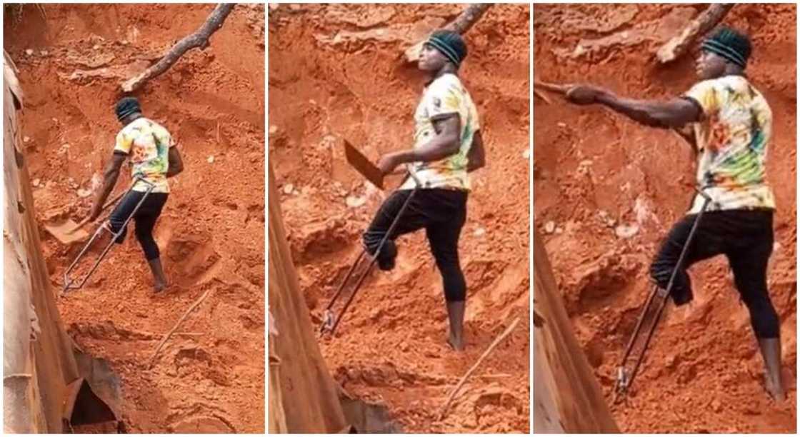Photos of a disabled man who loads sand into tipper. Photos of a disabled man who loads sand into tipper.