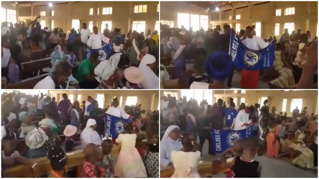 Viral video shows Chelsa fans doing thanksgiving in church after their club's win Viral video shows Chelsa fans doing thanksgiving in church after their club's win