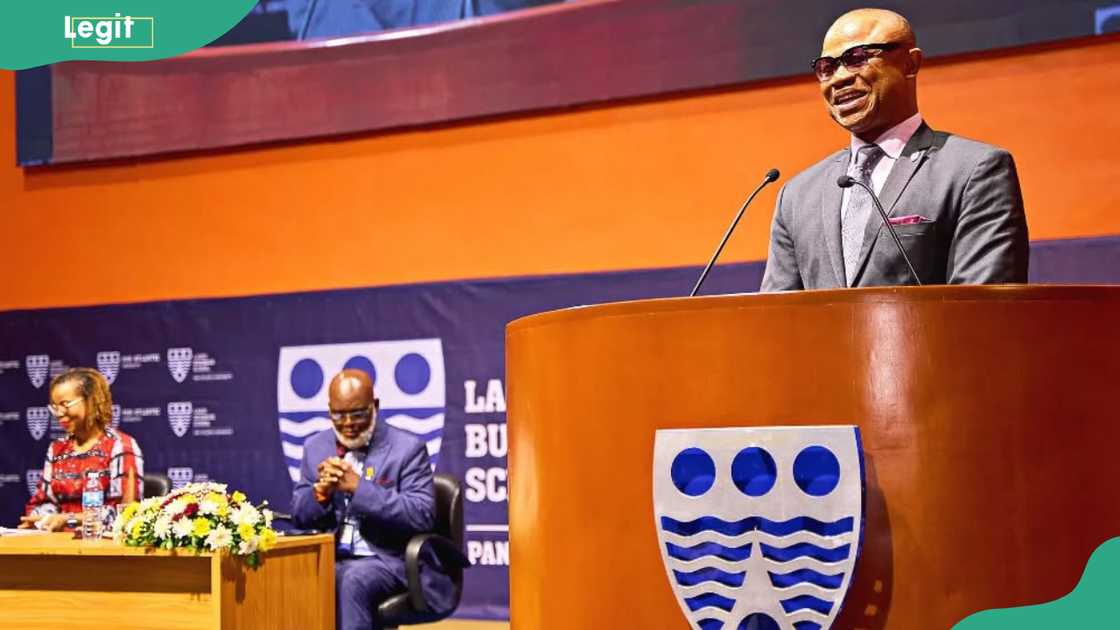 A person addresses a gathering at Lagos Business School A person addresses a gathering at Lagos Business School