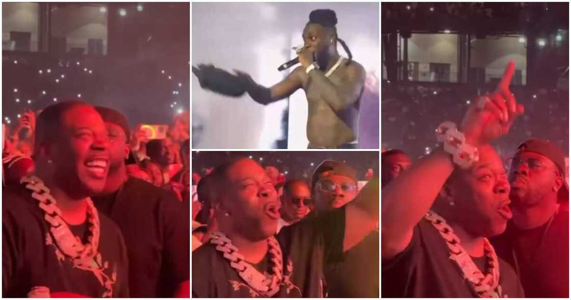 Busta Rhymes enjoying Burna Boy's performance in New York.