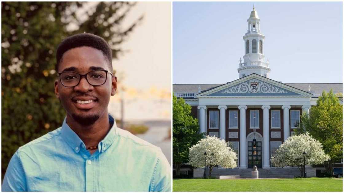 A collage of Arinze and the Harvard Business School building. Photos sources: Sound Cloud/Arinze/Harvard Crimson A collage of Arinze and the Harvard Business School building. Photos sources: Sound Cloud/Arinze/Harvard Crimson