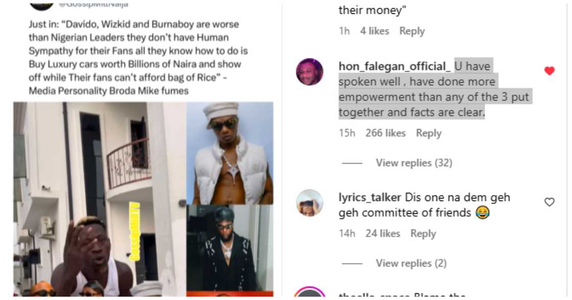 Opeyemi Falegan drags Burna Boy, Wizkid and Davido