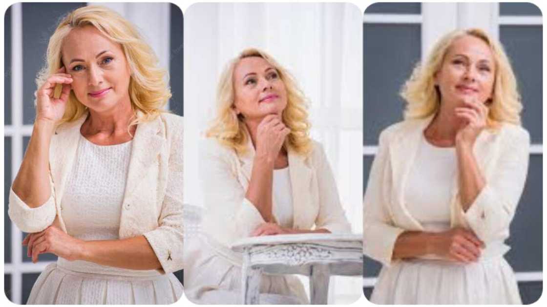 Illustrative photo of woman in white suit Illustrative photo of woman in white suit