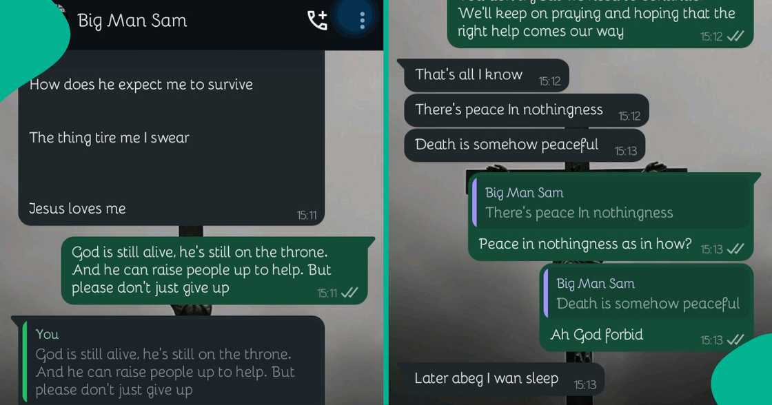 Nurse posts disturbing messages her Abuja-based elder brother sent her, seeks help Nurse posts disturbing messages her Abuja-based elder brother sent her, seeks help