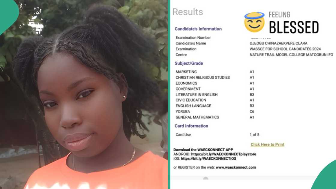 Girl who wrote WAEC at Nature Trail Model College, Ifo scores A1 in 6 subjects.