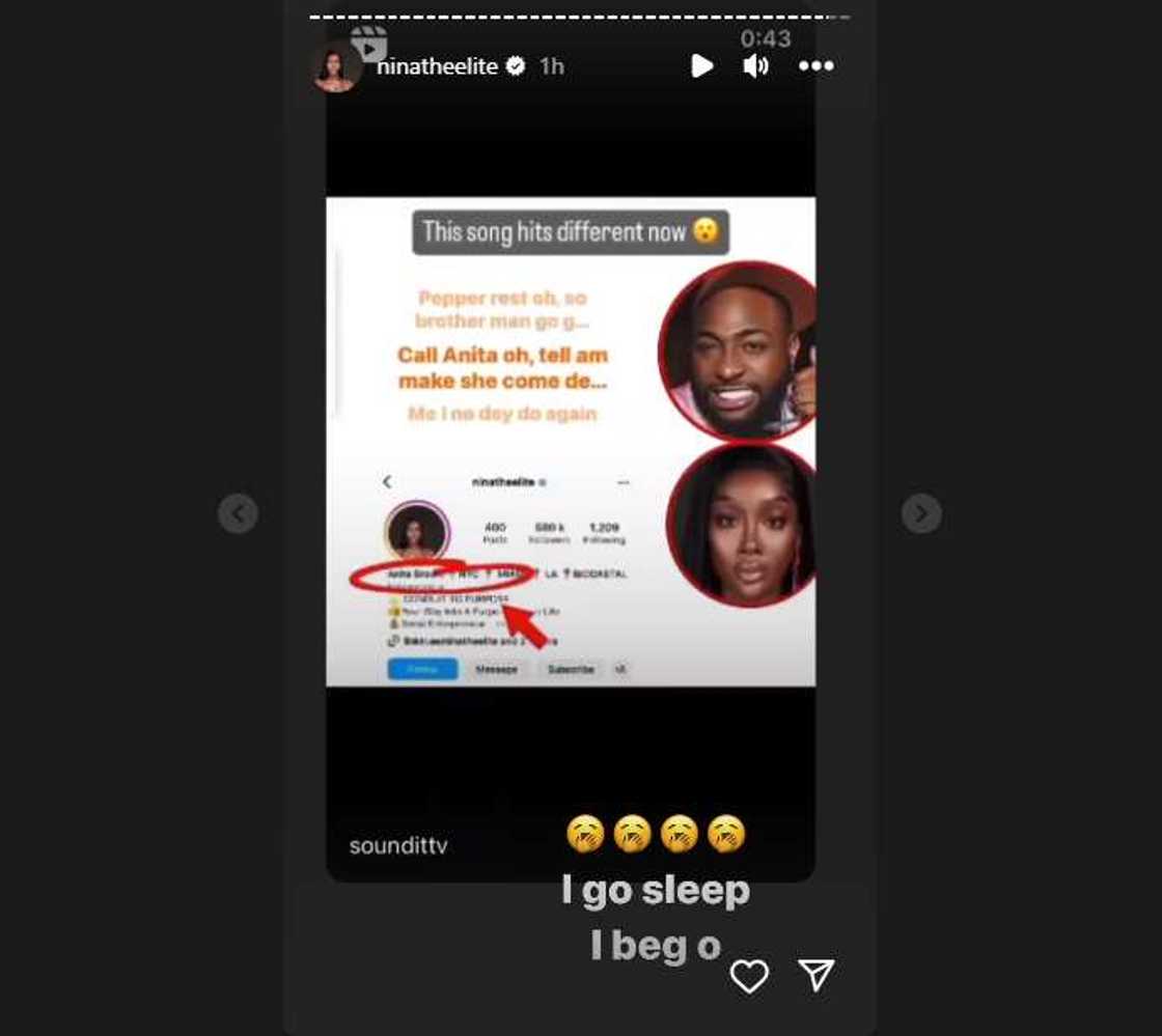Anita Brown reacts to claims that Davido mentioned her in Assurance song. Anita Brown reacts to claims that Davido mentioned her in Assurance song.