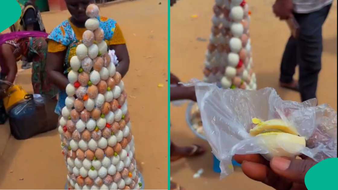 Reactions trail video of hawker who arranged eggs on tray like storey building Reactions trail video of hawker who arranged eggs on tray like storey building