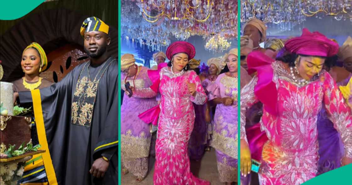 Nigerian mother dances into her daughter's wedding hall.