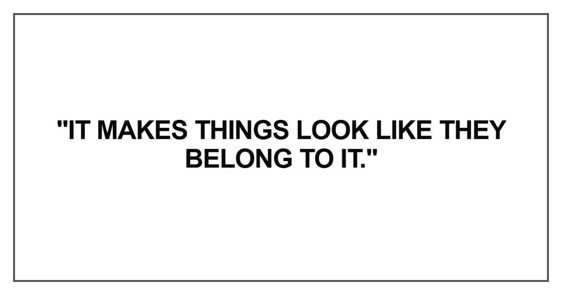 It makes things look like they belong to it It makes things look like they belong to it