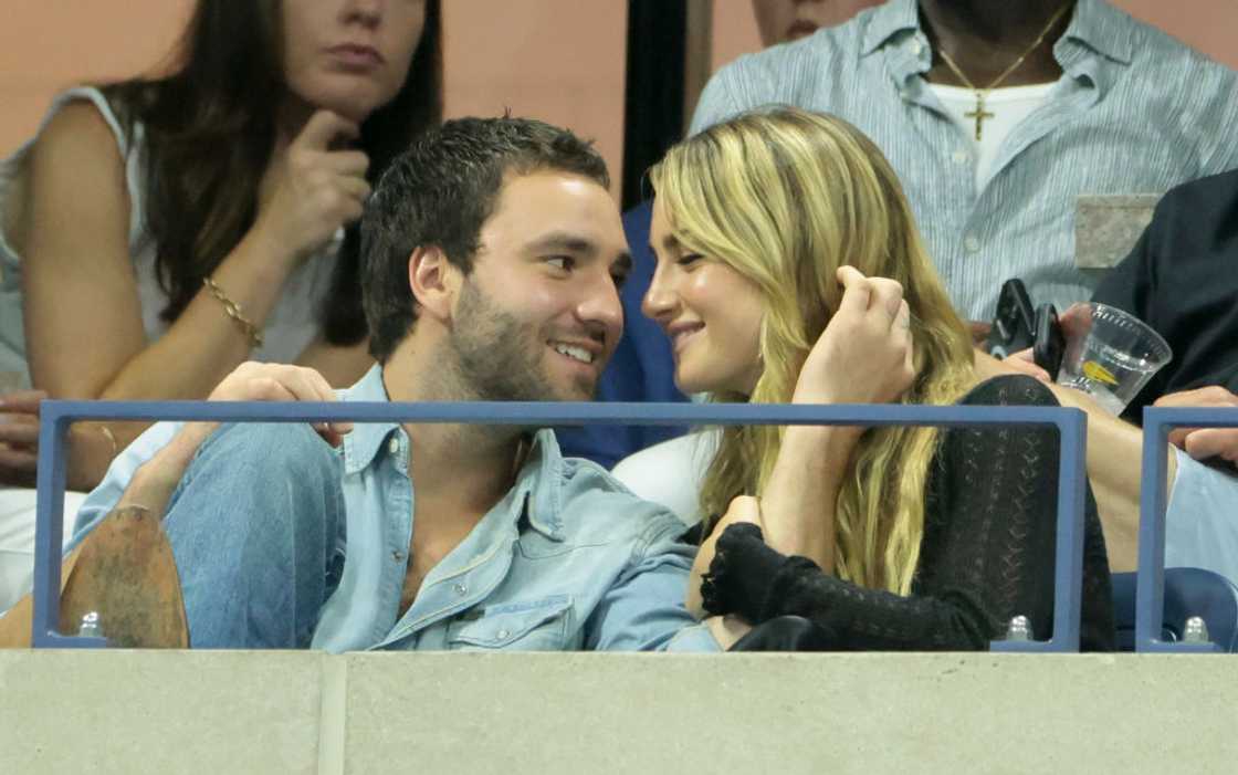 Grace Van Patten and Jackson White looking at each other at the USTA Billie Jean King Tennis Centre Grace Van Patten and Jackson White looking at each other at the USTA Billie Jean King Tennis Centre