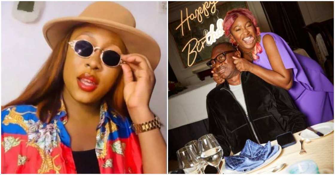 Singer Cynthia Morgan with Cuppy and her father Singer Cynthia Morgan with Cuppy and her father