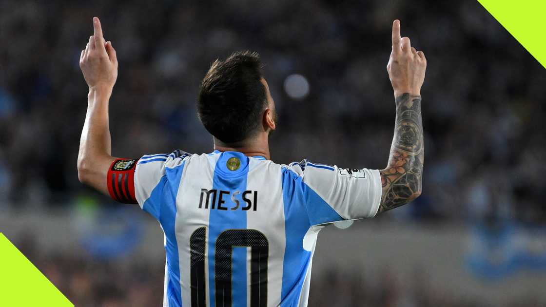 Inter Miami superstar Lionel Messi celebrates after scoring for Argentina in their CONMEBOL 2026 World Cup Qualifiers against Bolivia.