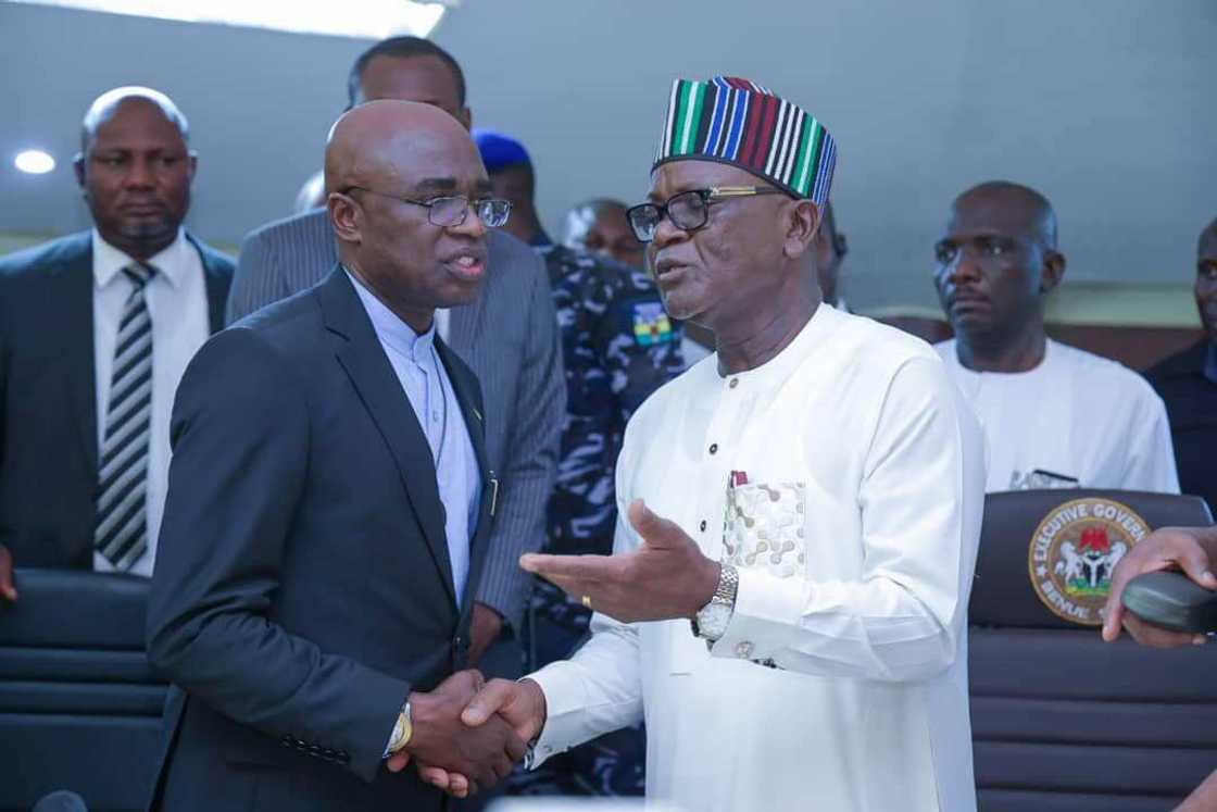 Benue State, Samuel Ortom, PDP, APC, Rev. Fr. Hyacinth Alia.
Ortom Benue State, Samuel Ortom, PDP, APC, Rev. Fr. Hyacinth Alia.
Ortom