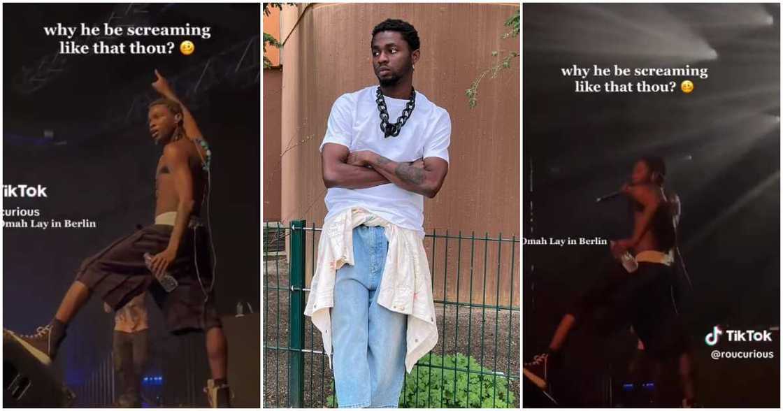 Video of Omah Lay screaming strangely on stage. Video of Omah Lay screaming strangely on stage.