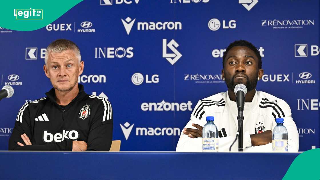 Wilfred Ndidi, Ole Gunnar Solskjaer, Besiktas, FC Lausanne, Switzerland, UEFA Europa Conference League. Wilfred Ndidi, Ole Gunnar Solskjaer, Besiktas, FC Lausanne, Switzerland, UEFA Europa Conference League.