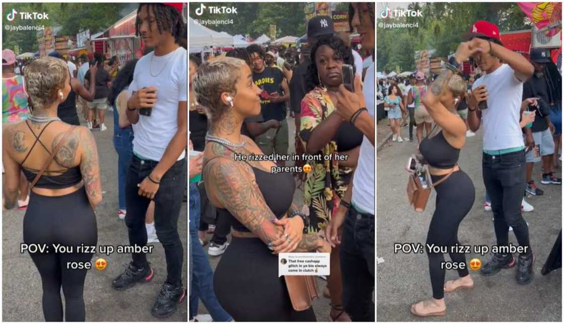 Man talked to lady/lady's mother frowned. Man talked to lady/lady's mother frowned.