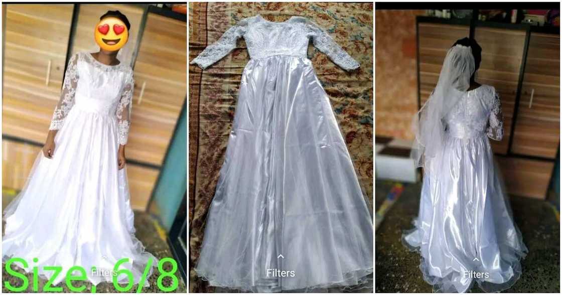 Ozioma Maryann Nnaji, Nigerian lady sells wedding dress, wedding dress on sale for N12k