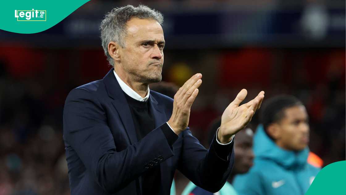 Luis Enrique, Paris Saint-Germain, Arsenal, Emirates Stadium, London, England, UEFA Champions League. Luis Enrique, Paris Saint-Germain, Arsenal, Emirates Stadium, London, England, UEFA Champions League.