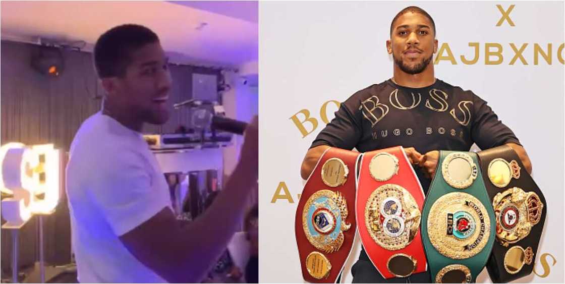 Heavyweight champion Anthony Joshua shows his remarkable singing talent at a Valentine's Day gathering