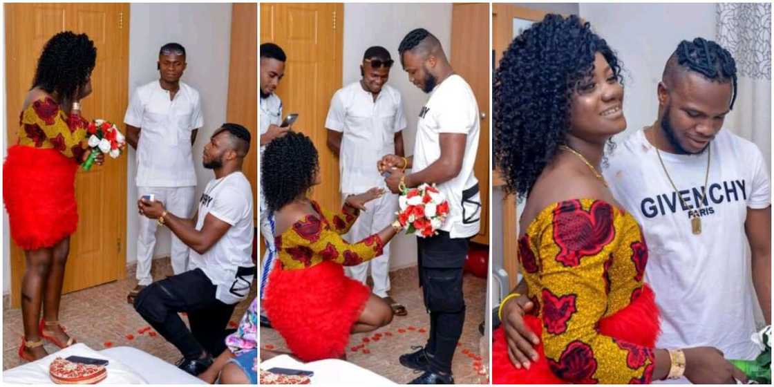 Nigerian lady kneels to accept boyfriend's proposal, explains why